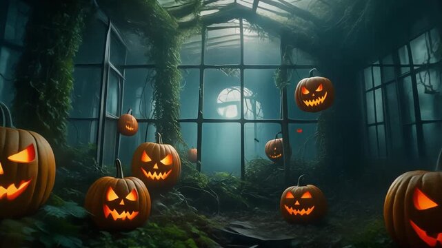 halloween pumpkin on the window