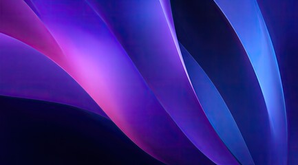 Abstract flowing ribbons of violet, pink, and blue light against a deep, dark background