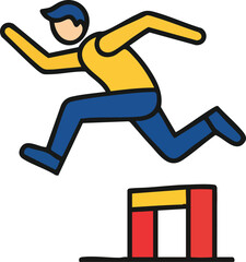 Athlete Overcoming Obstacle Minimalist Illustration of a Hurdling Figure
