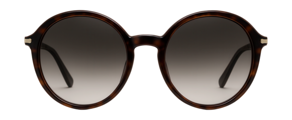 Large round-frame sunglasses with gradient lenses.