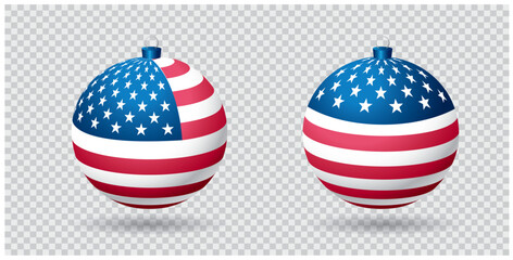 Christmas USA. Christmas vector illustration elements with two USA balls