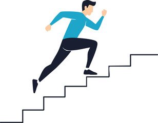 Illustrated Man Ascending Stairs A Symbol of Progress and Achievement