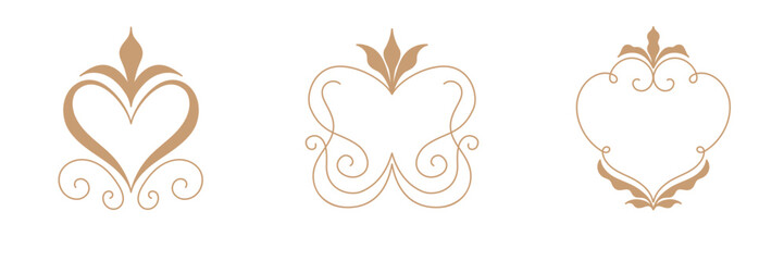 Vector set of logo design templates and graphic elements, organic cosmetics, floral illustration in simple linear hand drawn style, plants and flowers, natural products emblems