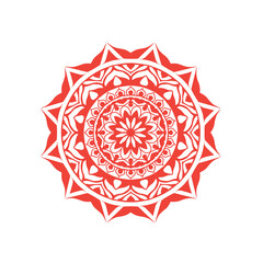 Decorative red mandala on white background