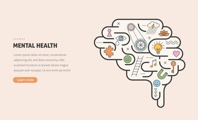 Abstract brain infographic. Mental health concept illustration.