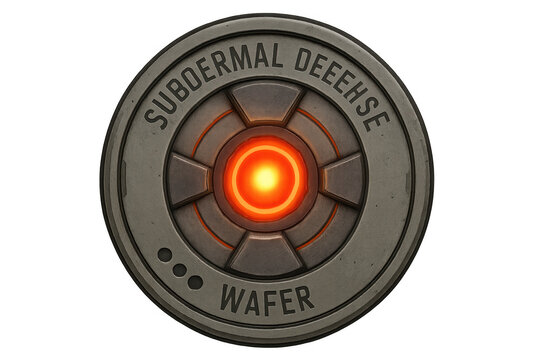 Subdermal defense wafer with glowing red artificial intelligence eye