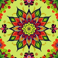 Lotus Pattern, Intricate Mandala Lotus Pattern Art: Traditional Indian Folk Design, Bohemian Floral Wallpaper and Detailed Ethnic Artwork