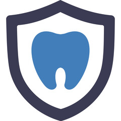 Blue Tooth Symbol Inside Dark Blue Shield Emblem on Transparent Background Representing Dental Care and Protection Clean and Modern Design for Health and Medical Services
