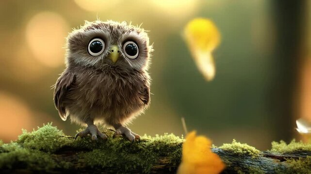 Close up of a small owl perched on a branch with blurred background