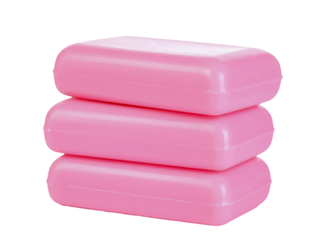 Pink soap bars stacked hygiene cleansing beauty product skincare bath spa on transparent background