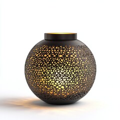 Intricately Designed Metal Lantern Casting Warm and Decorative Light Patterns in Elegant Spherical Form