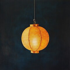 Illuminated Traditional Lantern Hanging Against a Dark Background Creating a Warm and Inviting Ambiance