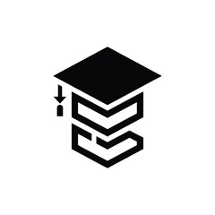 Modern graduation cap icon with abstract geometric design and tassel on white isolated on white background, Vector, illustration