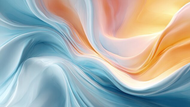 Abstract fluid artwork featuring flowing pastel colors and dynamic curves