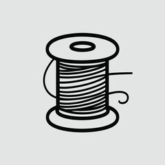 Spool of thread icon. sewing concept. flat vector illustration in black and white. isolated on white background, Vector, illustration