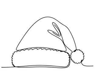 Minimalist Continuous Line Art Drawing of a Santa Hat Outline