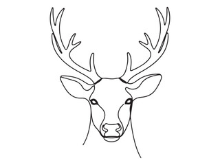 Continuous Line Art Stag Head Illustration on White Background