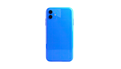 Glossy blue phone back with dual camera lens, isolated object