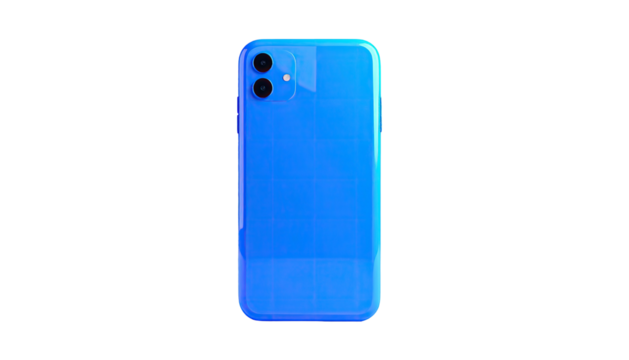 Glossy blue phone back with dual camera lens, isolated object
