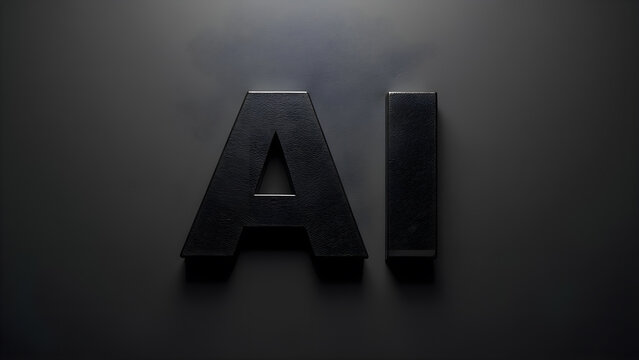 AI Technology Concept: Dark, Metallic "AI" Letters on a Textured Gray Background - Artificial Intelligence Image