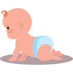 Adorable Baby Crawling Wearing A Blue Diaper With A Translucent Background Celebrating Infancy And Early Childhood Development In A Playful Manner
