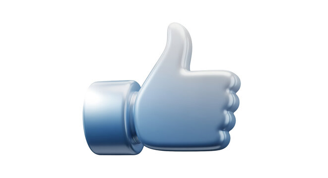3d rendered blue thumbs up icon, approval symbol isolated on transparent background
