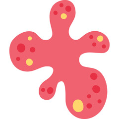 Abstract Pink Blob Shape with Yellow and Red Dots Irregular Organic Form Simple Vector Graphic with Transparent Background