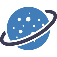 Blue Planet With Ring And Stars A Stylized Icon Representing Space Exploration And Cosmic Discovery On A Clean Transparent Background