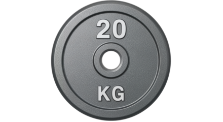 20 kg weight plate for strength training isolated on transparent background