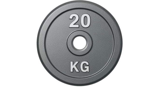 20 kg weight plate for strength training isolated on transparent background