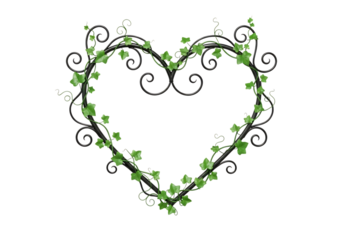 Elegant heart-shaped frame adorned with vibrant green ivy leaves