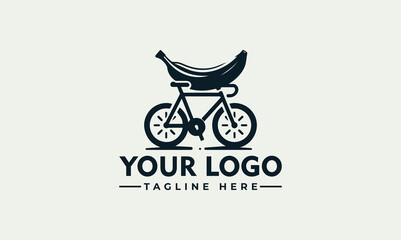 Vector logo illustration featuring a bicycle with a banana on top in a minimalistic design.