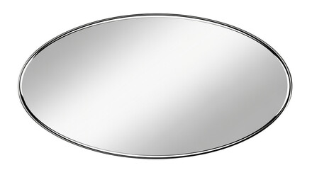 Oval mirror with a thin frame, isolated on transparent background