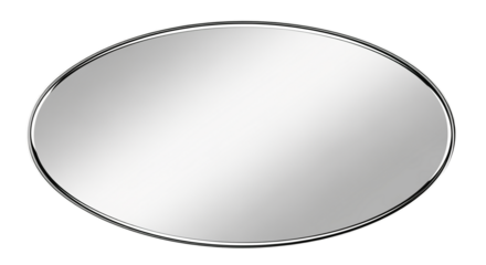 Oval mirror with a thin frame, isolated on transparent background