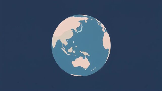 Animated globe rotating with continents, perfect for global business presentations and eco-friendly campaigns with a clean, modern aesthetic