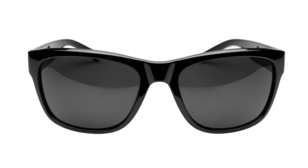 Black sunglasses with dark lenses, isolated on transparent background