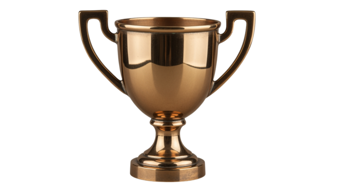 Bronze trophy cup isolated on transparent background