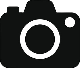 camera icon silhouette vector on white background