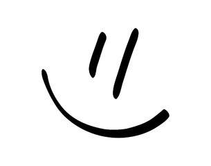 Simple sketch style smiley face illustration on white background
