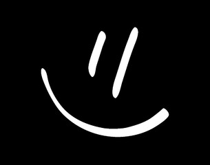 Simple sketch style smiley face illustration on black background