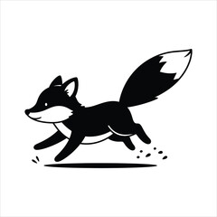 Dynamic monochrome illustration of an agile fox joyfully leaping forward with energetic movement