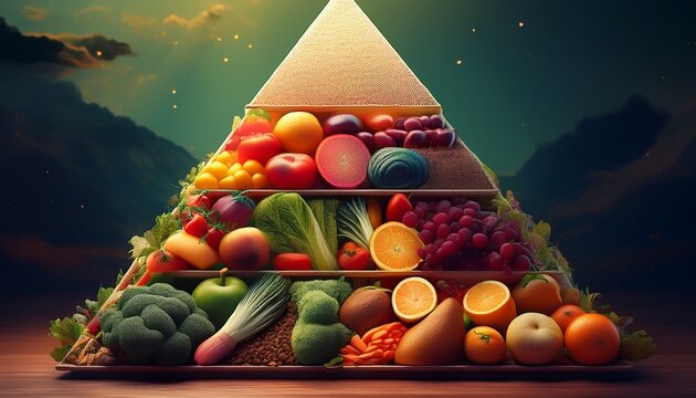 healthy eating pyramid showcasing fruits vegetables and grains for balanced nutrition and wellness guide