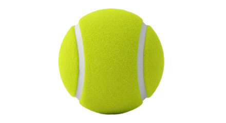 New bright yellow tennis ball for sport and game, isolated on transparent background
