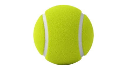New bright yellow tennis ball for sport and game, isolated on transparent background