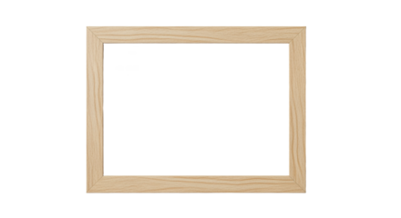 Rectangular light wooden picture frame isolated on transparent background