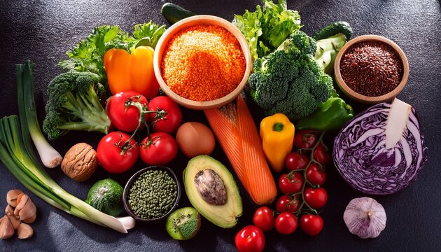 fresh ingredients for cooking and healthy eating - Powered by Adobe