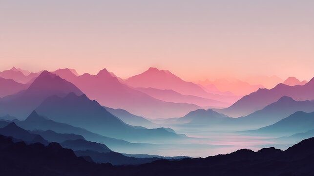 Stunning mountain range vista at sunset and sunrise for your designs - Powered by Adobe