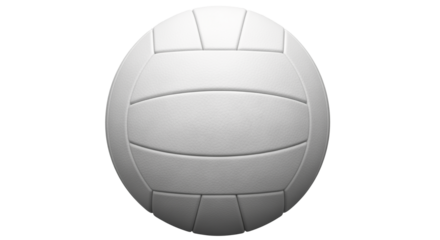 White volleyball with classic design for sports isolated on transparent background