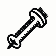 A single isolated black line drawing of a screw on a white background isolated on white background, Vector, illustration