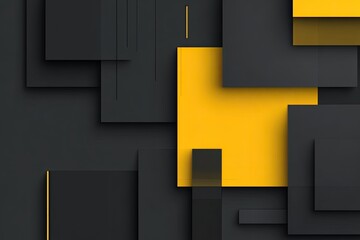 Abstract geometric design with layered black and yellow squares